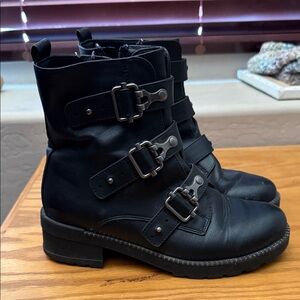 SO Black Triple Buckle Combat Boots